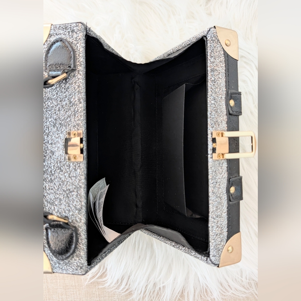 Stylish Black & Gray Trunk-Style Top-Handle Bag - Picture 13 of 16